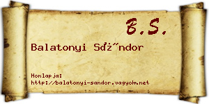 Balatonyi Sándor névjegykártya